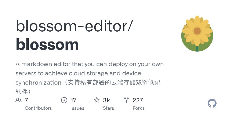 GitHub - blossom-editor/blossom: A markdown editor that you can deploy on your own servers to achieve cloud storage and device…